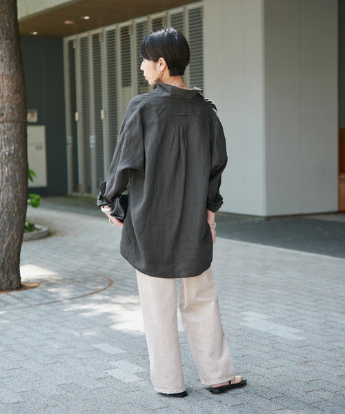 TICCA(ティッカ)の「TICCA ティッカ 別注リネンスクエアビッグシャツ TBFS-543(シャツ/ブラウス・レディース・サックスブルー/オリーブ/ピンク/ブラウン/ホワイト・FREE)」の17枚目の写真