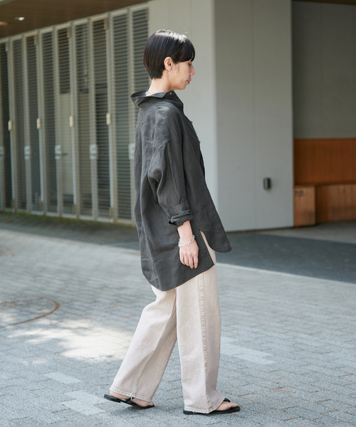 TICCA(ティッカ)の「TICCA ティッカ 別注リネンスクエアビッグシャツ TBFS-543(シャツ/ブラウス・レディース・サックスブルー/オリーブ/ピンク/ブラウン/ホワイト・FREE)」の18枚目の写真