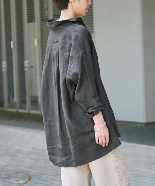 TICCA(ティッカ)の「TICCA ティッカ 別注リネンスクエアビッグシャツ TBFS-543(シャツ/ブラウス・レディース・サックスブルー/オリーブ/ピンク/ブラウン/ホワイト・FREE)」の20枚目の写真