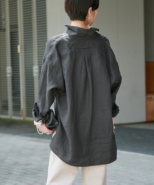 TICCA(ティッカ)の「TICCA ティッカ 別注リネンスクエアビッグシャツ TBFS-543(シャツ/ブラウス・レディース・サックスブルー/オリーブ/ピンク/ブラウン/ホワイト・FREE)」の21枚目の写真