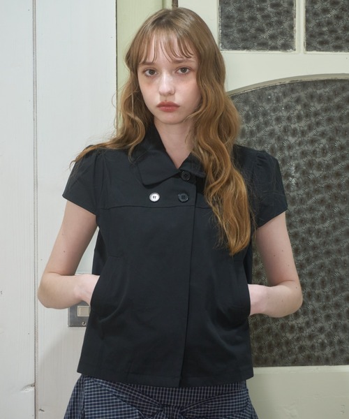 Birthday room(バースデイルーム)の「ダブルボタンクラシックブラウス/Double-button classic blouse(シャツ/ブラウス・レディース・ブラック/ホワイト・FREE)」の2枚目の写真
