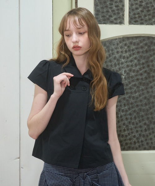 Birthday room(バースデイルーム)の「ダブルボタンクラシックブラウス/Double-button classic blouse(シャツ/ブラウス・レディース・ブラック/ホワイト・FREE)」の15枚目の写真