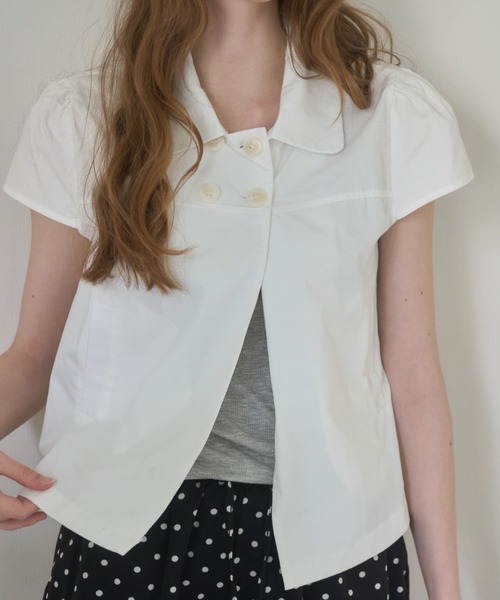 Birthday room(バースデイルーム)の「ダブルボタンクラシックブラウス/Double-button classic blouse(シャツ/ブラウス・レディース・ブラック/ホワイト・FREE)」の4枚目の写真
