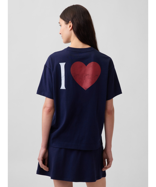 GAP(ギャップ)の「オーバーサイズ GAPハートロゴTシャツ(Tシャツ/カットソー・レディース・ネイビー/ホワイト/レッド・XXS/M/L/S/XS/XL)」の1枚目の写真