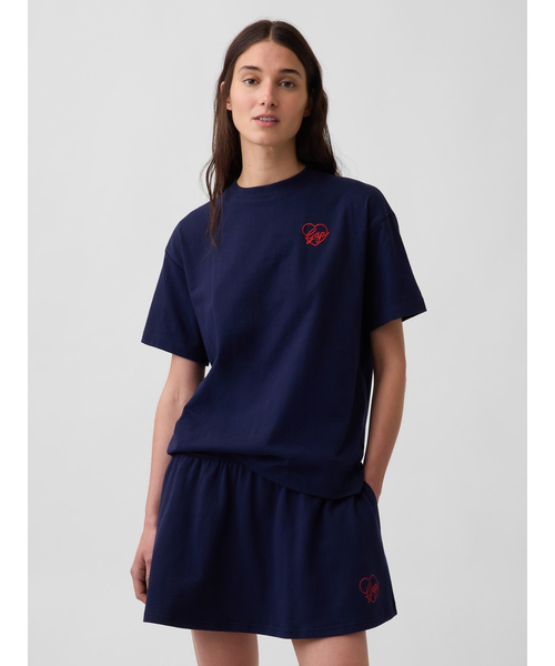 GAP(ギャップ)の「オーバーサイズ GAPハートロゴTシャツ(Tシャツ/カットソー・レディース・ネイビー/ホワイト/レッド・XXS/M/L/S/XS/XL)」の7枚目の写真