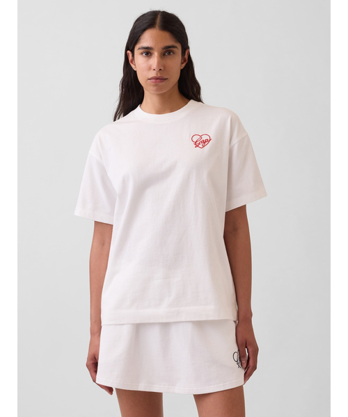 GAP(ギャップ)の「オーバーサイズ GAPハートロゴTシャツ(Tシャツ/カットソー・レディース・ネイビー/ホワイト/レッド・XXS/M/L/S/XS/XL)」の8枚目の写真