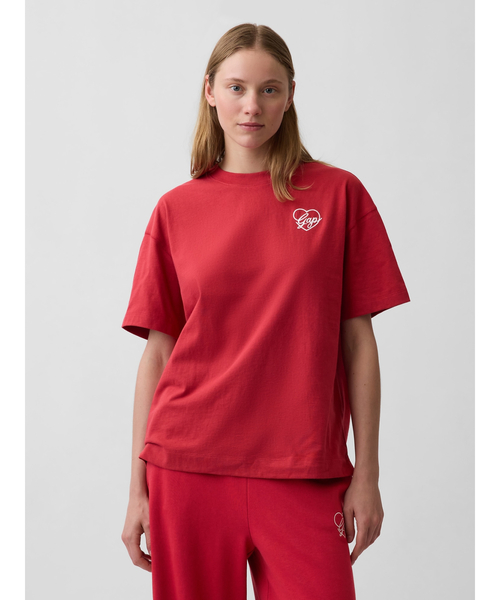 GAP(ギャップ)の「オーバーサイズ GAPハートロゴTシャツ(Tシャツ/カットソー・レディース・ネイビー/ホワイト/レッド・XXS/M/L/S/XS/XL)」の4枚目の写真
