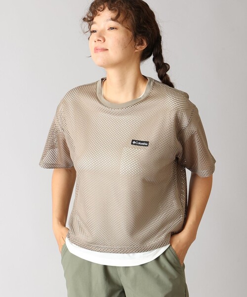 Columbia（コロンビア）の「Columbia/ ウィメンズ トゥリースワロー ショートスリーブ メッシュTシャツ /コロンビア（Tシャツ/カットソー・レディース・グリーン/ブラック/ベージュ・M/XL/L/S）」の2枚目の写真