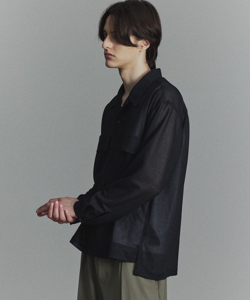 PUBLIC TOKYO（パブリックトウキョウ）の「【PUBLIC TOKYO】リネンライクリラックスCPOシャツ（シャツ/ブラウス・メンズ・ネイビー/アイボリー・1/2）」の6枚目の写真