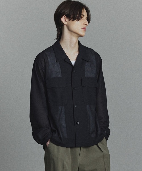 PUBLIC TOKYO（パブリックトウキョウ）の「【PUBLIC TOKYO】リネンライクリラックスCPOシャツ（シャツ/ブラウス・メンズ・ネイビー/アイボリー・1/2）」の3枚目の写真