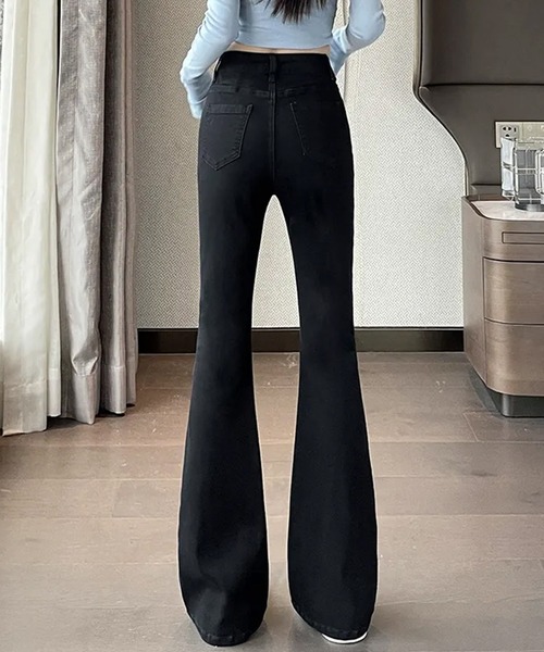 L LABEL（エルラベル）の「デザインシームセミフレアデニムパンツ（デニムパンツ・レディース・ブラック/ライトブルー・M-L/S-M）」の12枚目の写真