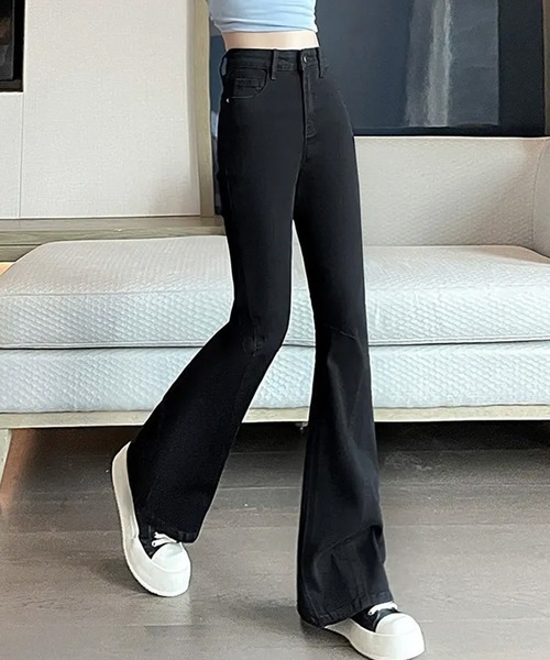L LABEL（エルラベル）の「デザインシームセミフレアデニムパンツ（デニムパンツ・レディース・ブラック/ライトブルー・M-L/S-M）」の10枚目の写真