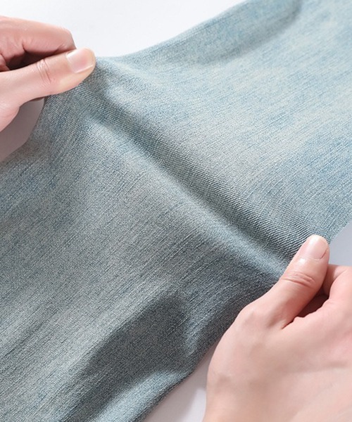 L LABEL（エルラベル）の「デザインシームセミフレアデニムパンツ（デニムパンツ・レディース・ブラック/ライトブルー・M-L/S-M）」の7枚目の写真