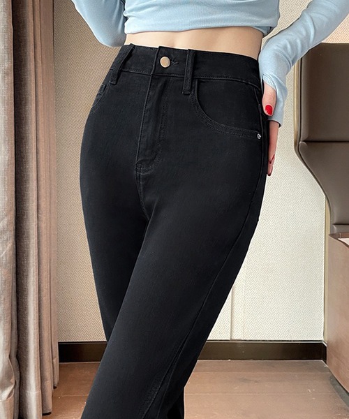 L LABEL（エルラベル）の「デザインシームセミフレアデニムパンツ（デニムパンツ・レディース・ブラック/ライトブルー・M-L/S-M）」の9枚目の写真
