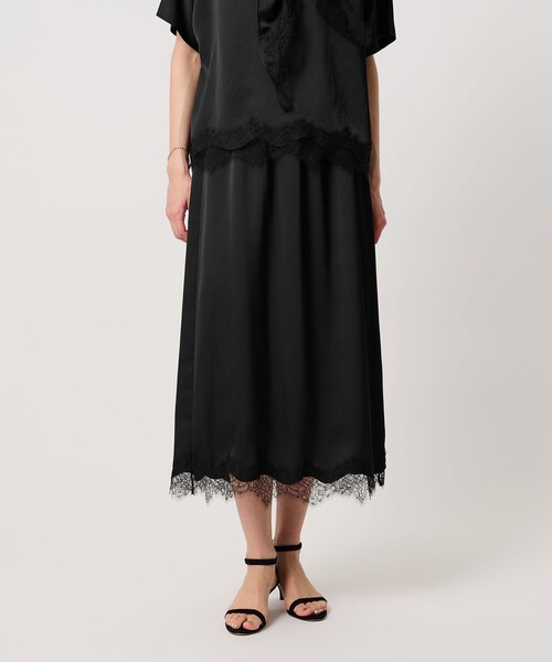 UNITED ARROWS（ユナイテッドアローズ）の「スカーフ付き サテン レース コンビ スカート（スカート・レディース・ブラック/オフホワイト・36/38）」の5枚目の写真
