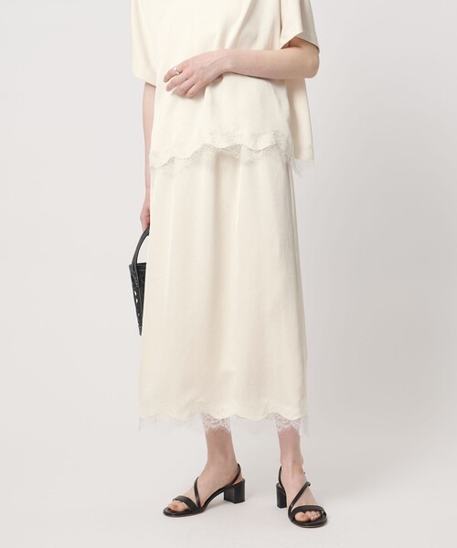UNITED ARROWS（ユナイテッドアローズ）の「スカーフ付き サテン レース コンビ スカート（スカート・レディース・ブラック/オフホワイト・36/38）」の8枚目の写真
