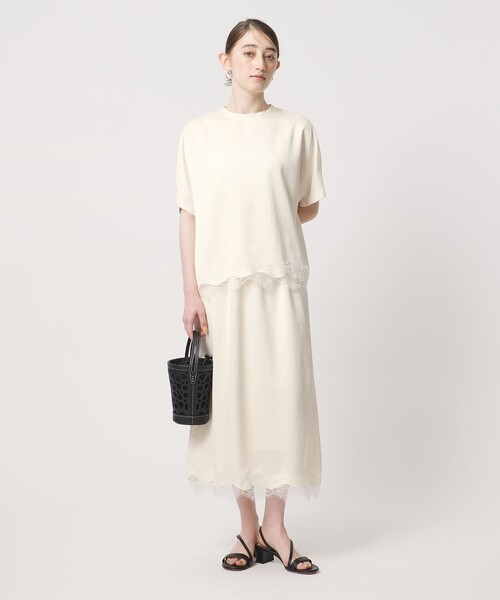UNITED ARROWS（ユナイテッドアローズ）の「スカーフ付き サテン レース コンビ スカート（スカート・レディース・ブラック/オフホワイト・36/38）」の9枚目の写真