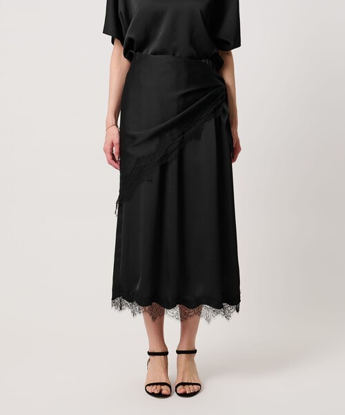 UNITED ARROWS（ユナイテッドアローズ）の「スカーフ付き サテン レース コンビ スカート（スカート・レディース・ブラック/オフホワイト・36/38）」の12枚目の写真