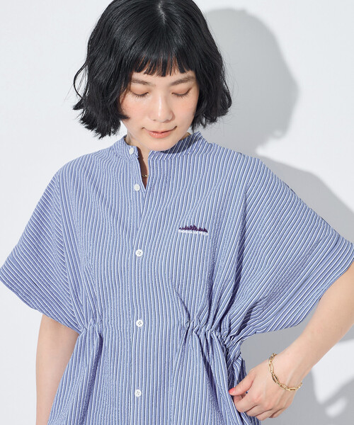 THOUSAND MILE/サウザンドマイル WAIST DRAWCODE SHIRT SEERSUCKER