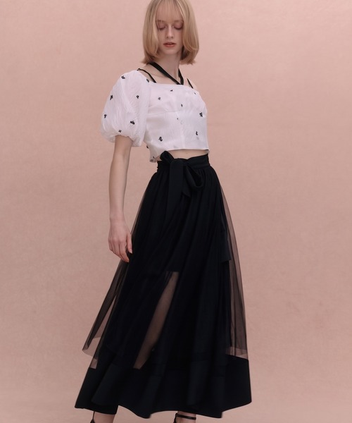 EIMY ISTOIRE(エイミーイストワール)の「GYPSOPHILE PUFF TOP(シャツ/ブラウス・レディース・ブラック/ホワイト・F)」の7枚目の写真