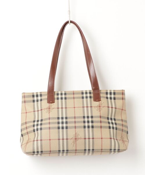 Burberry チェック柄 トートバッグ バーバリー　ベージュ/バーガンディ ブランド古着】チェック柄トートバッグ（トートバッグ）｜BURBERRY