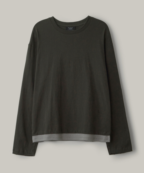 bounDary（バウンダリー）の「レイヤード配色ロングスリーブ[カーキ]（Tシャツ/カットソー・レディース・その他・1/2）」の3枚目の写真