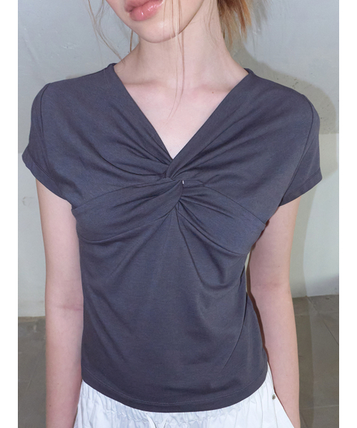 ETMON(エトモン)の「Twist Knot T-Shirt Charcoal(Tシャツ/カットソー・レディース・その他・F)」の3枚目の写真