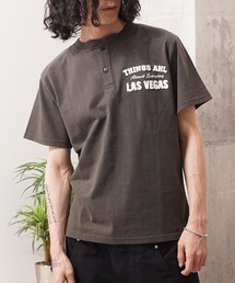 フロッキー刺繍 ヘンリーネック Tee / Flocky Embroidery Henley Neck Tee