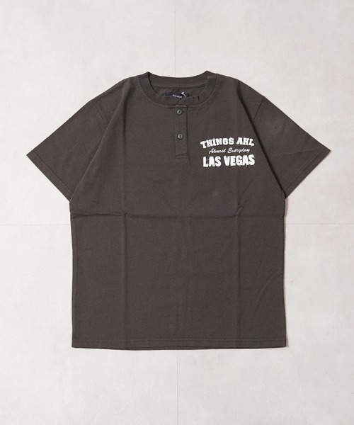 1111clothing（ワンフォークロージング）の「フロッキー刺繍 ヘンリーネック Tee / Flocky Embroidery Henley Neck Tee（Tシャツ/カットソー・メンズ・ネイビー/オフホワイト/チャコールグレー・M/L）」の12枚目の写真