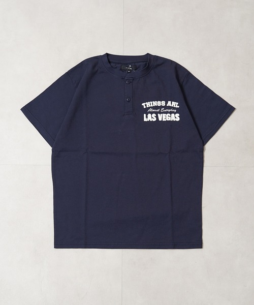 1111clothing（ワンフォークロージング）の「フロッキー刺繍 ヘンリーネック Tee / Flocky Embroidery Henley Neck Tee（Tシャツ/カットソー・メンズ・ネイビー/オフホワイト/チャコールグレー・M/L）」の18枚目の写真