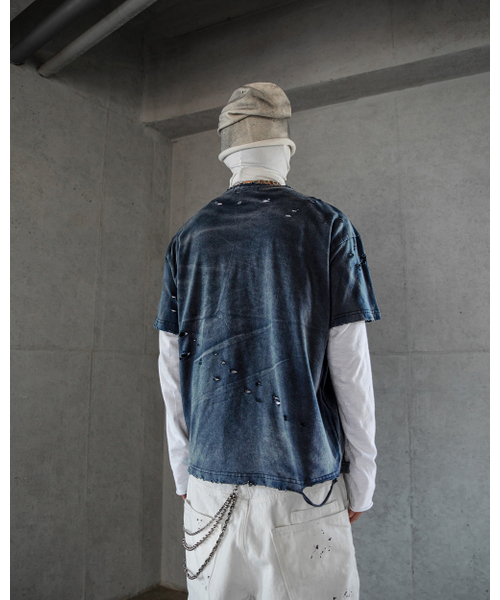 ROARINGRAD(ロアリングラド)の「ウォッシュドデストロイドTシャツブルー(Tシャツ/カットソー・メンズ・その他・MEDIUM/LARGE)」の5枚目の写真