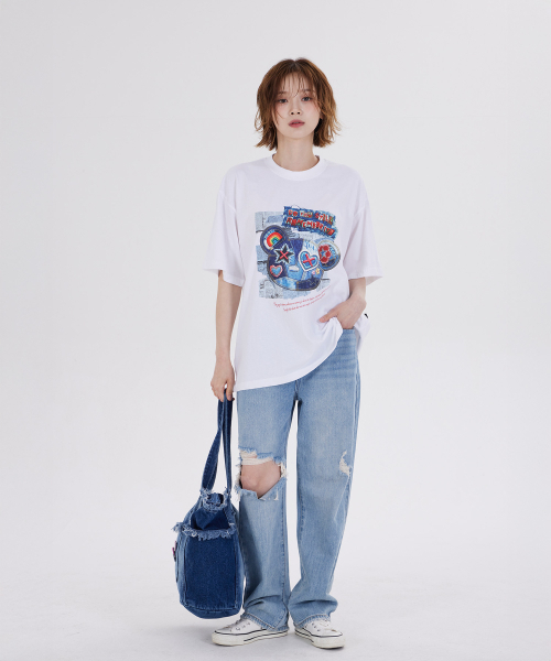 DYSFUNCT(ディスファンクト)の「DENIM BEARS REMEMBER T-SHIRT(WHITE)(Tシャツ/カットソー・レディース・その他・SMALL/MEDIUM/LARGE)」の2枚目の写真