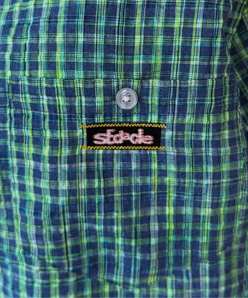 sedacle(セダクル)の「シアサッカーピスネームシャツ(シャツ/ブラウス・レディース・ライトブルー/カーキ/ピンク/ライトグリーン/ボルドー・MEDIUM/SMALL/LARGE)」の7枚目の写真