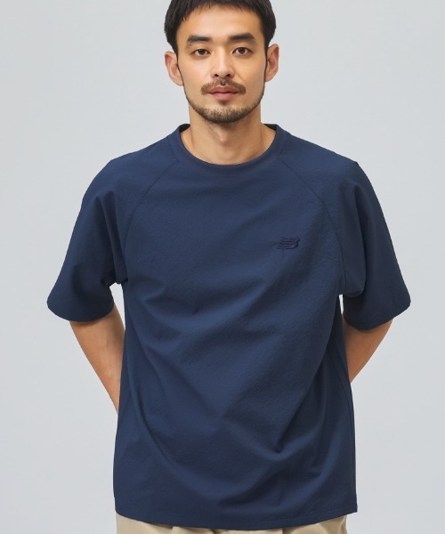 NEW BALANCE(ニューバランス)の「【別注】ニューバランス New Balance シアサッカーTシャツ 限定コラボ(Tシャツ/カットソー・メンズ・ブラック/ベージュ/ネイビー・LL/3L/S/M/L)」の3枚目の写真
