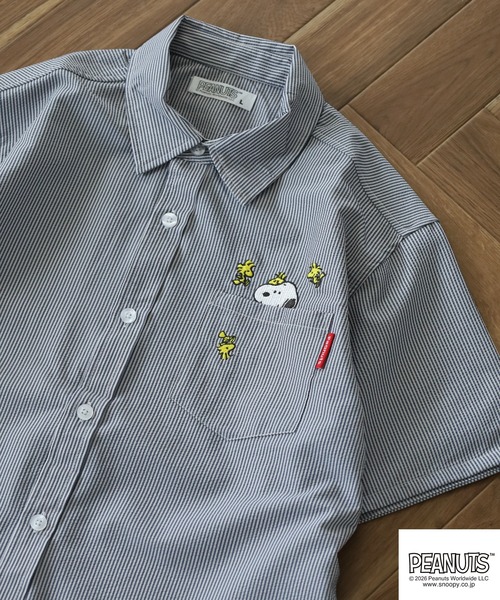 PEANUTS Snoopy ассакер полурукав футболка | L|XL