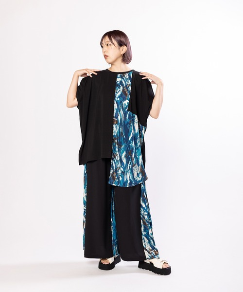 OSMOSIS（オズモーシス）の「プリント切替Tシャツ（Tシャツ/カットソー・レディース・ホワイト/ブラック・ONE SIZE）」の11枚目の写真