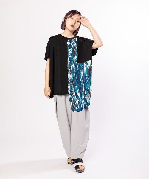 OSMOSIS（オズモーシス）の「プリント切替Tシャツ（Tシャツ/カットソー・レディース・ホワイト/ブラック・ONE SIZE）」の16枚目の写真