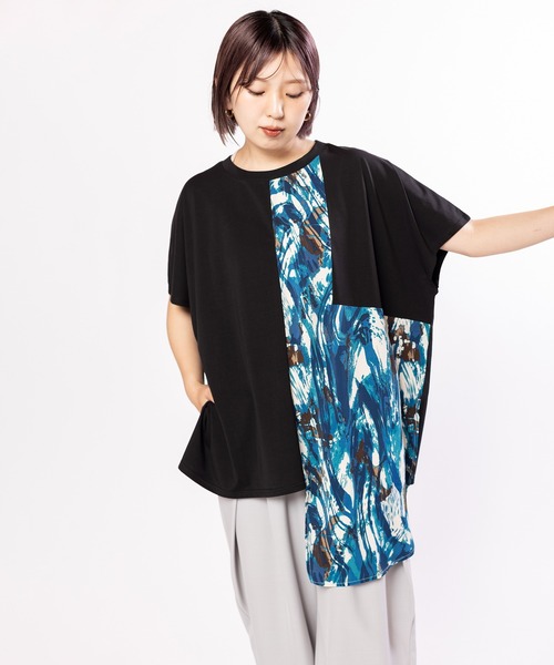 OSMOSIS（オズモーシス）の「プリント切替Tシャツ（Tシャツ/カットソー・レディース・ホワイト/ブラック・ONE SIZE）」の18枚目の写真
