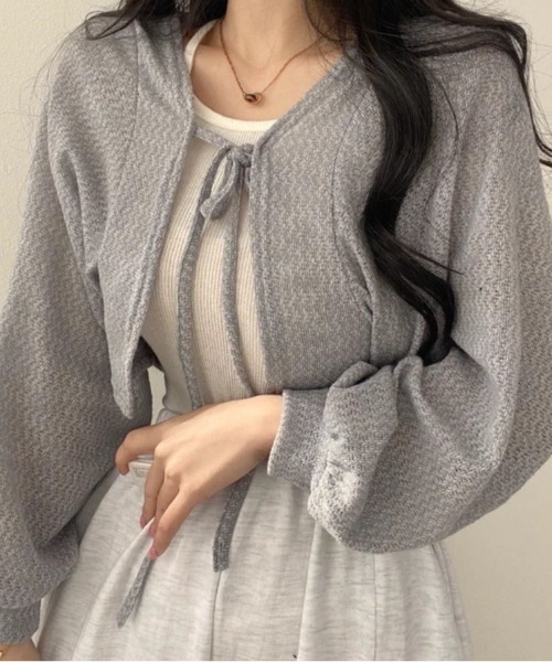 HAILY(ヘイリー)の「ボリュームスリーブクロップド丈ボレロカーディガン/冷房対策UVカット(カーディガン/ボレロ・レディース・グレー/ホワイト/ブラック・FREE)」の14枚目の写真