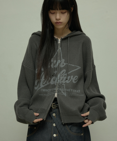 LANARCHIVE（ランアーカイブ）の「[0119] スターロゴニットジップアップフードパーカー - チャコール（パーカー・レディース・チャコール・FREE）」の5枚目の写真