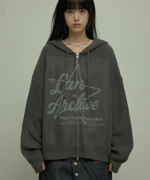 LANARCHIVE（ランアーカイブ）の「[0119] スターロゴニットジップアップフードパーカー - チャコール（パーカー・レディース・チャコール・FREE）」の6枚目の写真