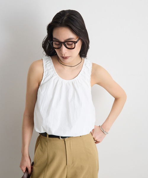 STELLA FISH(ステラフィッシュ)の「ネックギャザーバルーンブラウス / ノースリーブ(シャツ/ブラウス・レディース・ブラック/ホワイト/カーキ・FREE)」の14枚目の写真