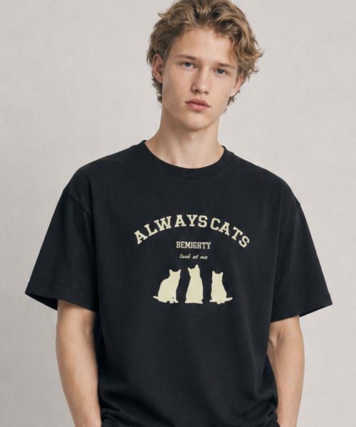BEMIGHTY（ビーマイティー）の「オールウェイズキャッツオーバーサイズ半袖Tシャツ[ホワイト]（Tシャツ/カットソー・メンズ・その他・XX-LARGE/X-LARGE/LARGE）」の2枚目の写真
