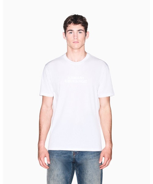 ARMANI EXCHANGE(アルマーニエクスチェンジ)の「【A|X アルマーニ エクスチェンジ】AXロゴ レギュラーフィット 半袖クルーネックTシャツ/REGULAR(Tシャツ/カットソー・メンズ・ダークネイビー/オフホワイト・MEDIUM/LARGE/XX-LARGE/X-SMALL/X-LARGE/SMALL)」の1枚目の写真