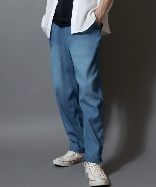 ANPAS（アンパス）の「【Toucan Surfing】 Mesh Denim Ankle Trousers /【トゥーカンサーフィン】メッシュデニム アンクルトラウザーパンツ (ベルト付き) サマーデニム テーパードイージーパンツ デニムパンツ ボトムス メンズ（デニムパンツ・メンズ・ネイビー/ブルー・L/M/S/LL）」の17枚目の写真