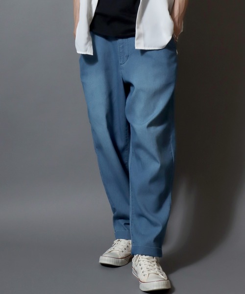 ANPAS（アンパス）の「【Toucan Surfing】 Mesh Denim Ankle Trousers /【トゥーカンサーフィン】メッシュデニム アンクルトラウザーパンツ (ベルト付き) サマーデニム テーパードイージーパンツ デニムパンツ ボトムス メンズ（デニムパンツ・メンズ・ネイビー/ブルー・L/M/S/LL）」の18枚目の写真
