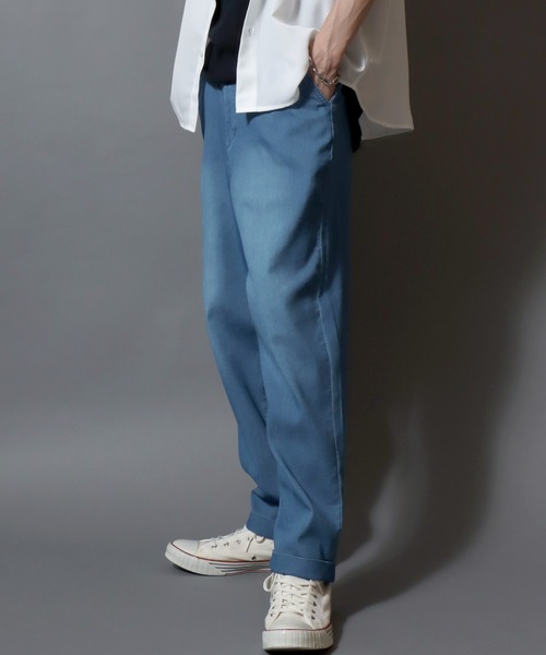 ANPAS（アンパス）の「【Toucan Surfing】 Mesh Denim Ankle Trousers /【トゥーカンサーフィン】メッシュデニム アンクルトラウザーパンツ (ベルト付き) サマーデニム テーパードイージーパンツ デニムパンツ ボトムス メンズ（デニムパンツ・メンズ・ネイビー/ブルー・L/M/S/LL）」の19枚目の写真