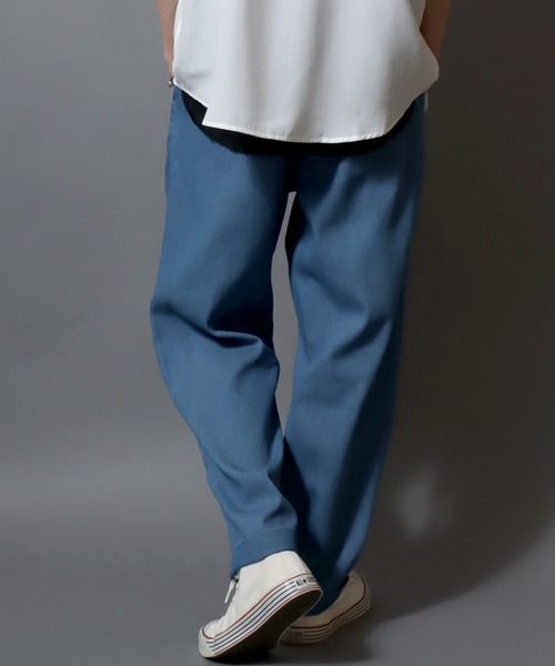 ANPAS（アンパス）の「【Toucan Surfing】 Mesh Denim Ankle Trousers /【トゥーカンサーフィン】メッシュデニム アンクルトラウザーパンツ (ベルト付き) サマーデニム テーパードイージーパンツ デニムパンツ ボトムス メンズ（デニムパンツ・メンズ・ネイビー/ブルー・L/M/S/LL）」の10枚目の写真