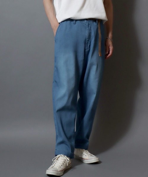 ANPAS（アンパス）の「【Toucan Surfing】 Mesh Denim Ankle Trousers /【トゥーカンサーフィン】メッシュデニム アンクルトラウザーパンツ (ベルト付き) サマーデニム テーパードイージーパンツ デニムパンツ ボトムス メンズ（デニムパンツ・メンズ・ネイビー/ブルー・L/M/S/LL）」の11枚目の写真