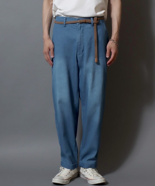 ANPAS（アンパス）の「【Toucan Surfing】 Mesh Denim Ankle Trousers /【トゥーカンサーフィン】メッシュデニム アンクルトラウザーパンツ (ベルト付き) サマーデニム テーパードイージーパンツ デニムパンツ ボトムス メンズ（デニムパンツ・メンズ・ネイビー/ブルー・L/M/S/LL）」の13枚目の写真